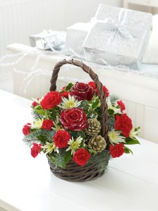 Christmas basket in red and green