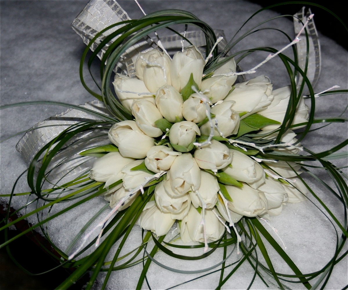 White tulips wedding bouquet