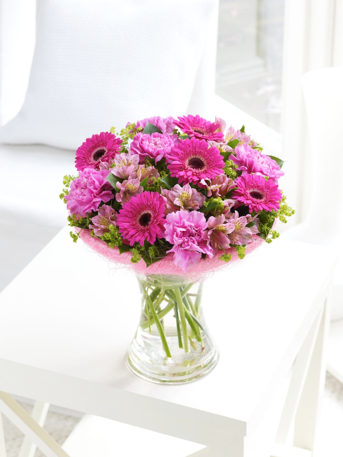 pink summer flowers in vase