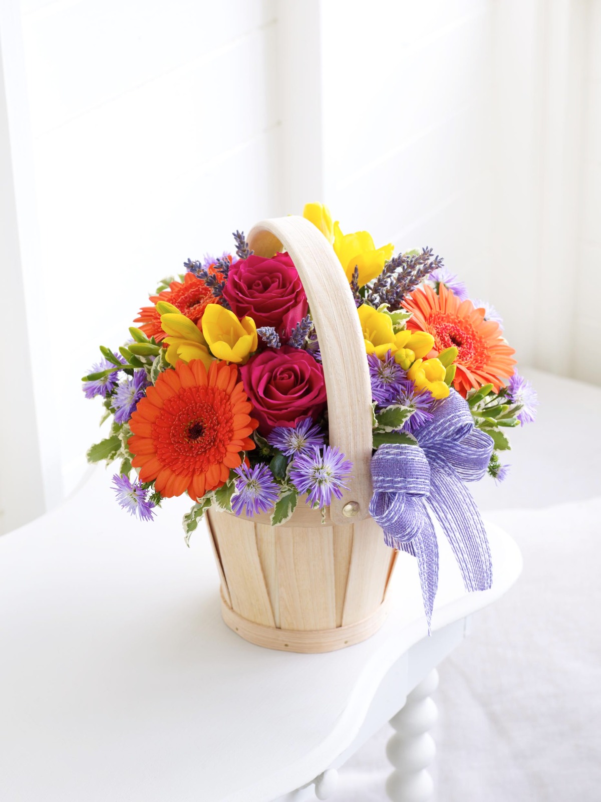 Petite summer flowers basket