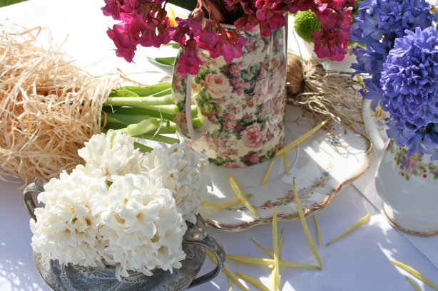 Spring Hyacinths in Easter table