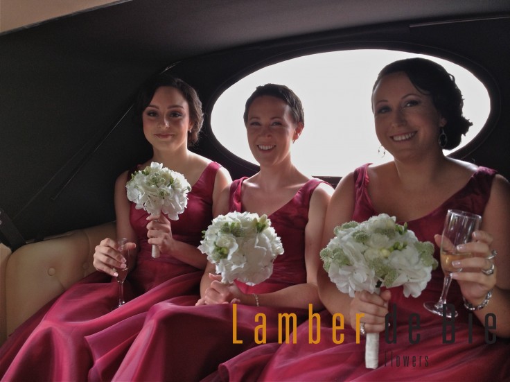 Bridesmaids with their flowers 