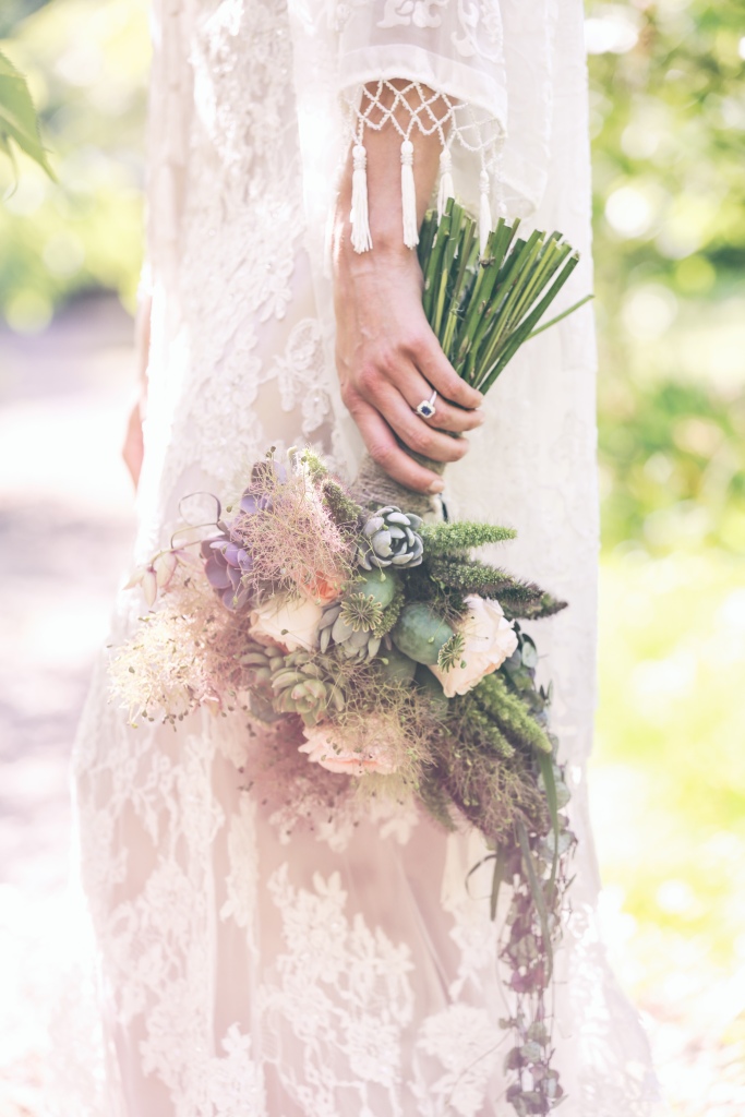 Soft, flowing bridal flowers.