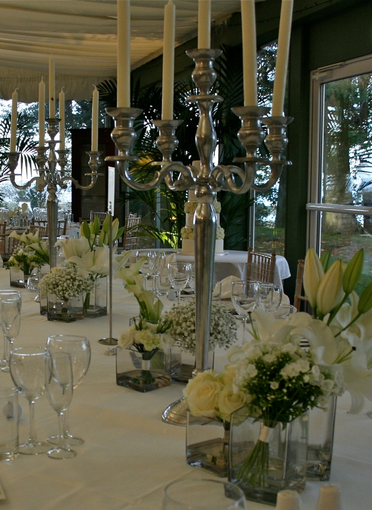 White flowers and candelabra's